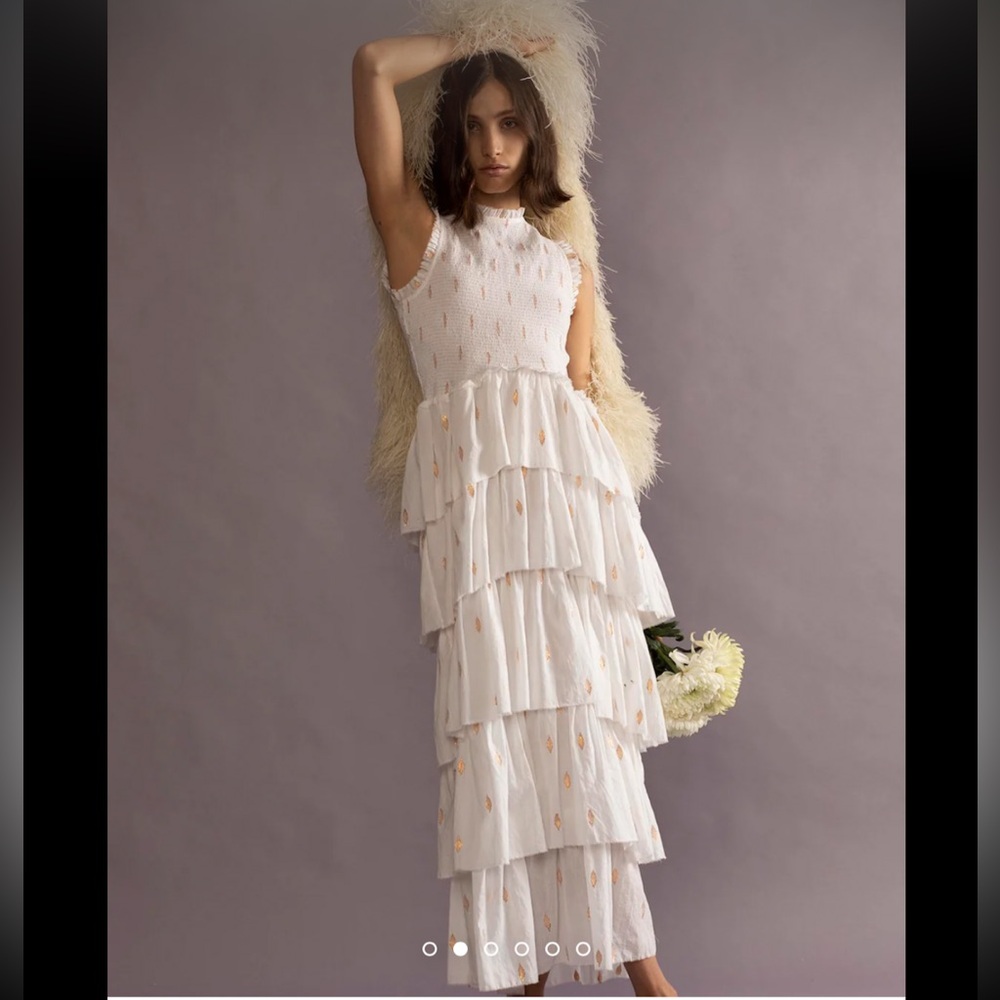 Alix of Bohemia Cabana Camelia Tiered Ruffle Dress Small